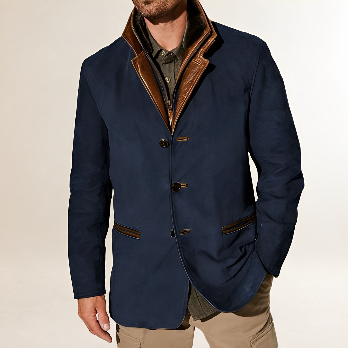 Blazer para mujer de corte regular, doble botonadura y cuello clásico