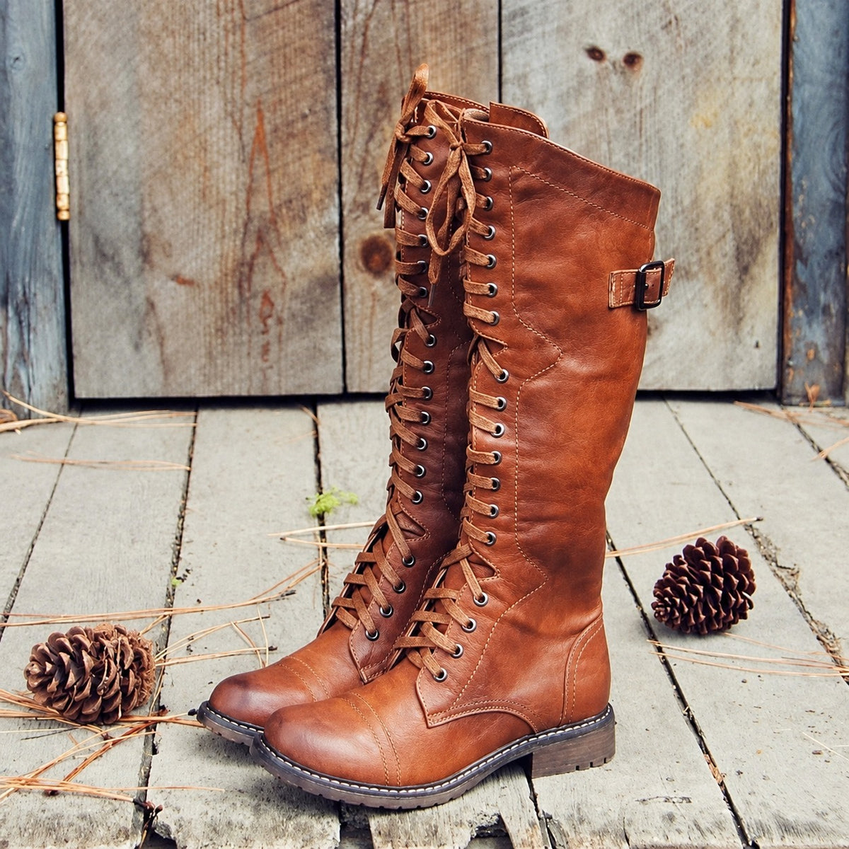 Botines altos con cordones para mujer estilo clásico de montar con ajuste ajustable