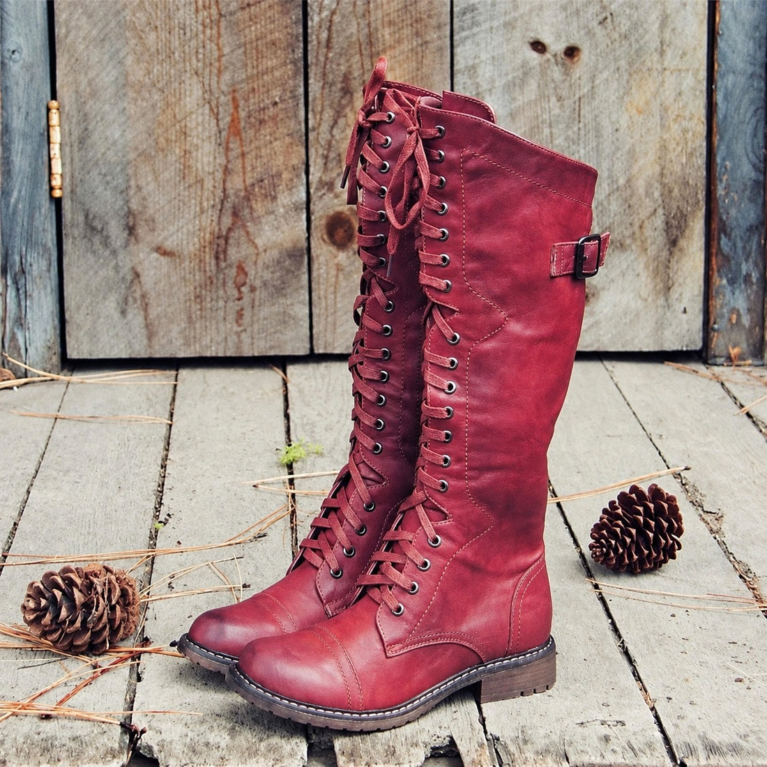 Botines altos con cordones para mujer estilo clásico de montar con ajuste ajustable