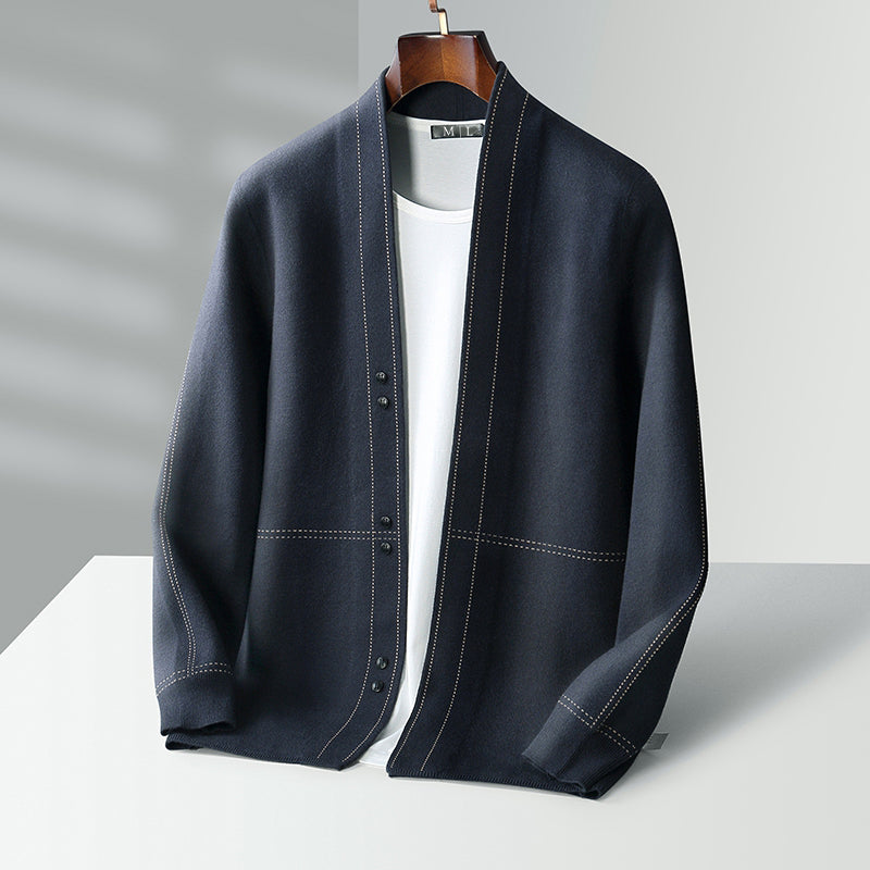 Cárdigan para hombre con botones y costuras en contraste - corte regular