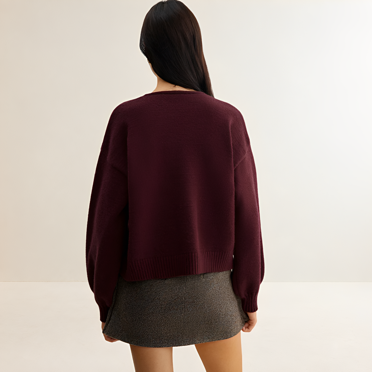 Cardigan mujer con mangas farol y lazo decorativo en el frente