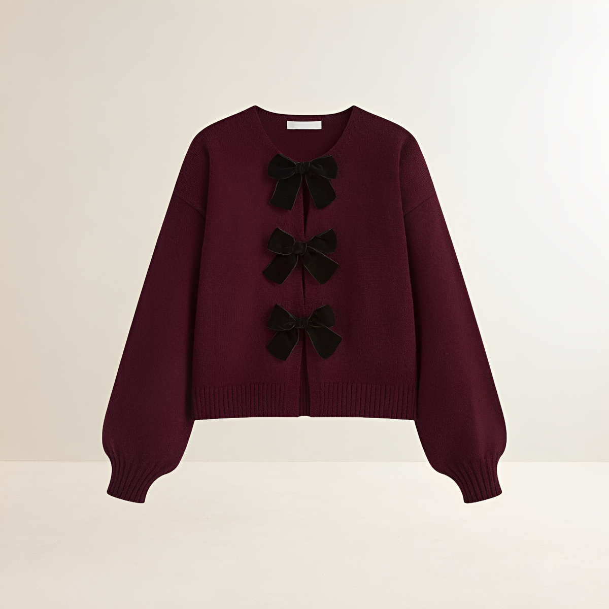 Cardigan mujer con mangas farol y lazo decorativo en el frente