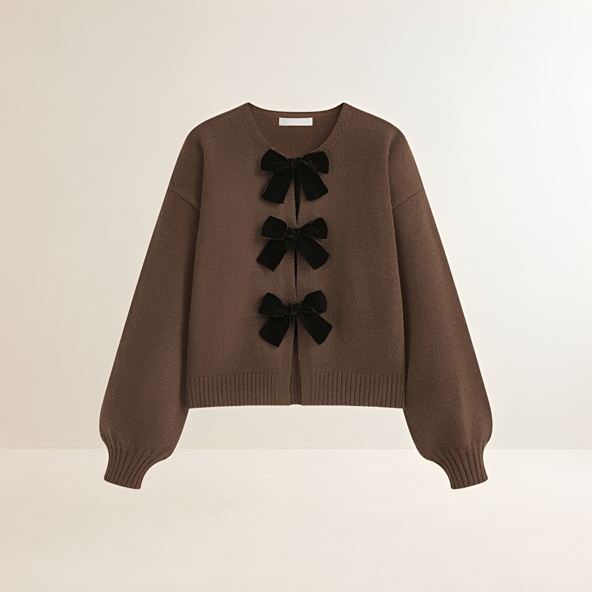 Cardigan mujer con mangas farol y lazo decorativo en el frente