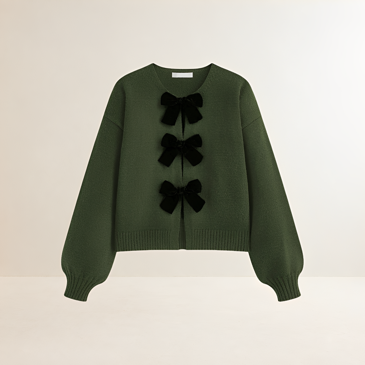 Cardigan mujer con mangas farol y lazo decorativo en el frente