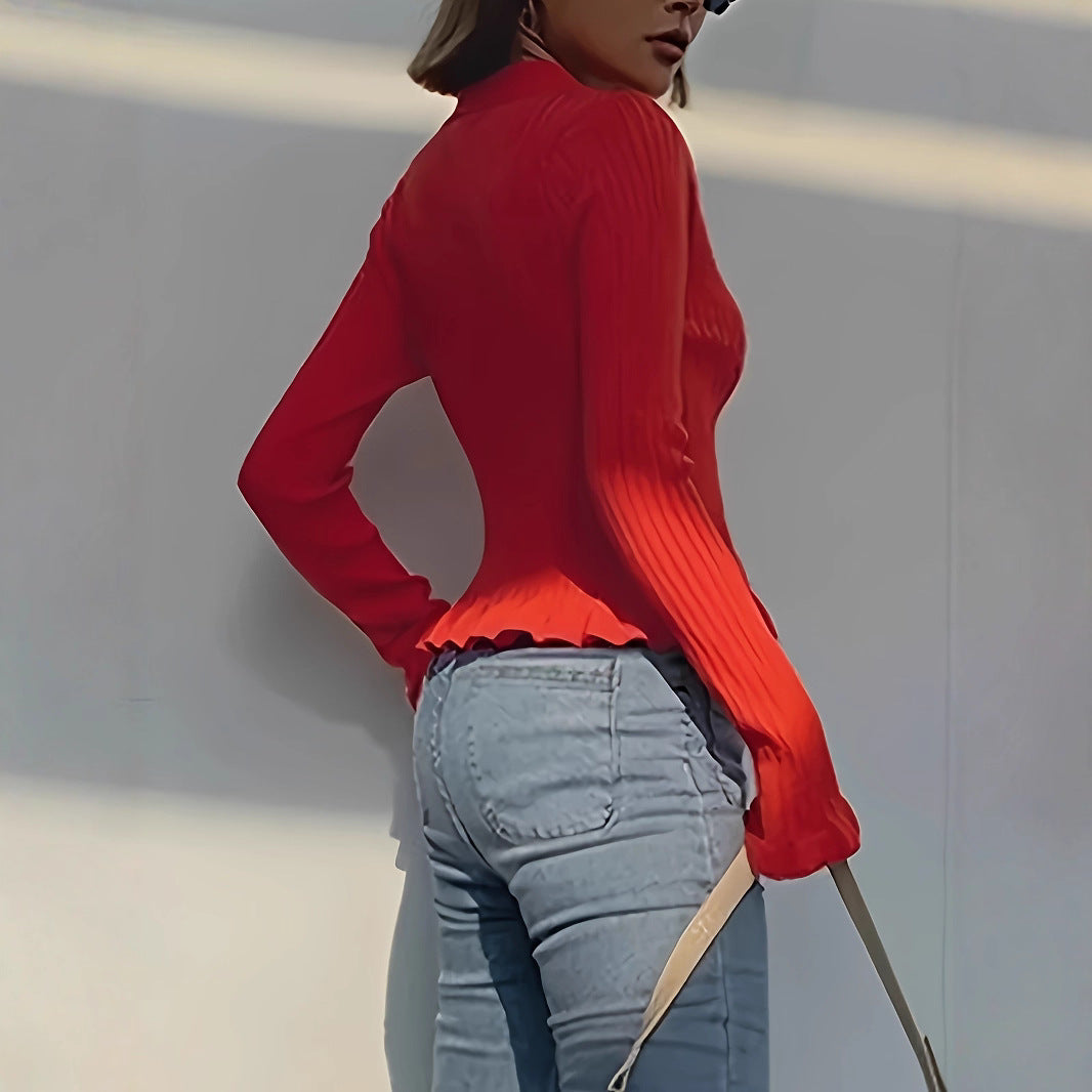 Cardigan mujer de manga larga con botones y cuello en V ajustado