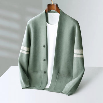 Cardigan para hombre con botones, rayas en contraste, corte relajado