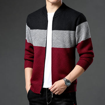 Cazadora bomber para hombre con cierre de cremallera y diseño en bloques de color ajuste regular