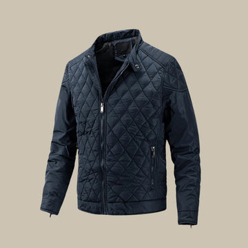 Chaqueta acolchada para hombre con corte ajustado, cuello alto y cierre de cremallera