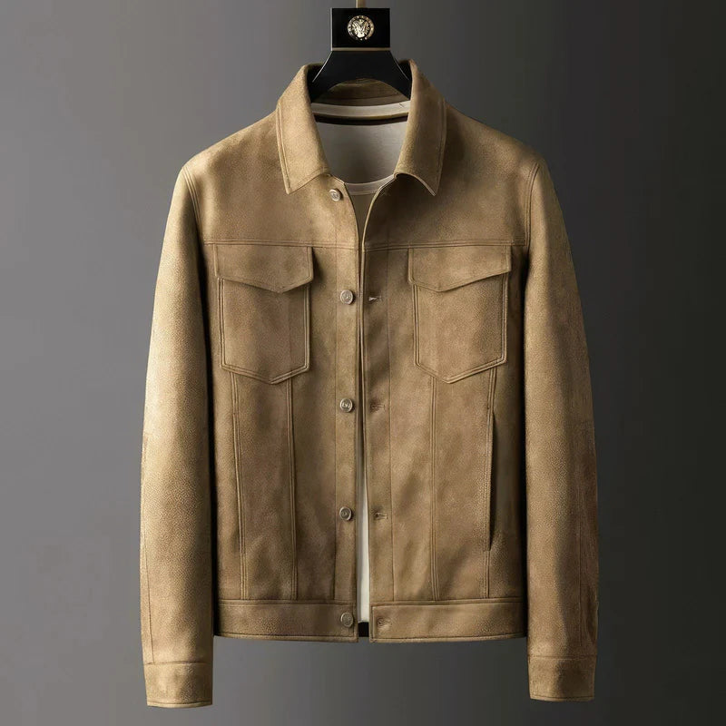 Chaqueta casual para hombre con cierre de botones y bolsillos en el pecho