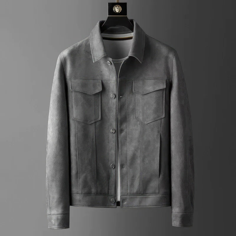 Chaqueta casual para hombre con cierre de botones y bolsillos en el pecho