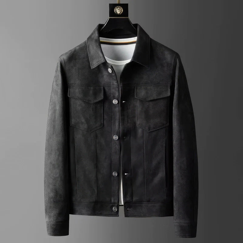 Chaqueta casual para hombre con cierre de botones y bolsillos en el pecho