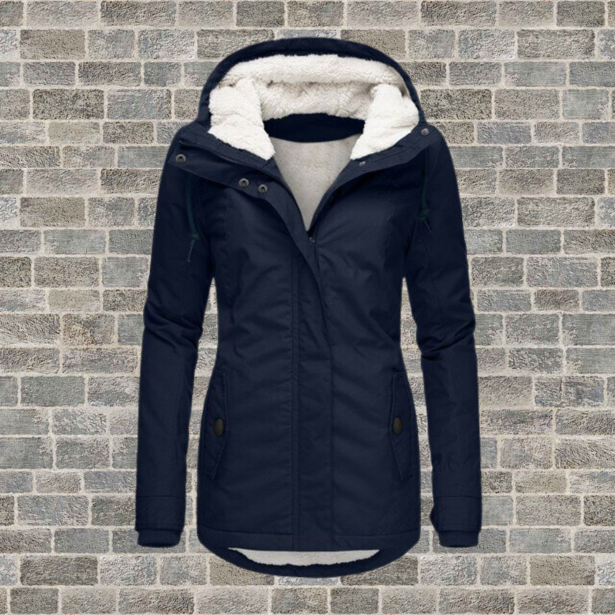 Chaqueta de invierno con capucha mujer casual con cierre de cremallera y bolsillos laterales