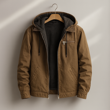 Chaqueta para hombre con capucha - Con cremallera, interior forrado, corte relajado