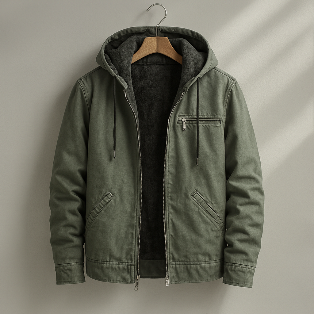 Chaqueta para hombre con capucha - Con cremallera, interior forrado, corte relajado
