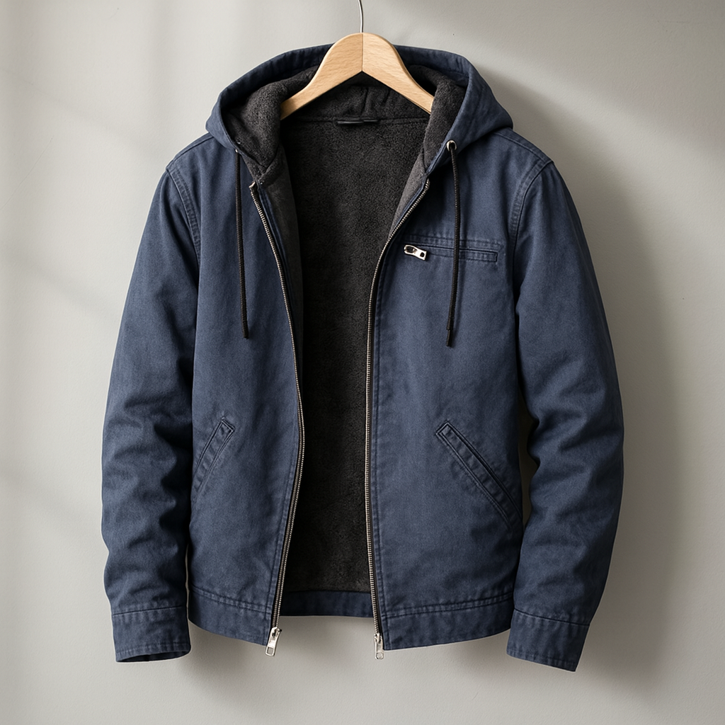 Chaqueta para hombre con capucha - Con cremallera, interior forrado, corte relajado