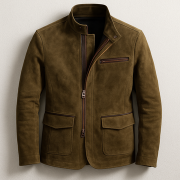 Chaqueta para hombre con cuello alto y cierre de cremallera ajuste entallado con bolsillos