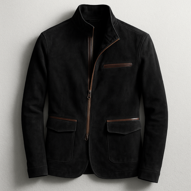 Chaqueta para hombre con cuello alto y cierre de cremallera ajuste entallado con bolsillos