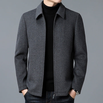 Chaqueta para hombre con cuello stand-up y cierre de cremallera, ajuste entallado