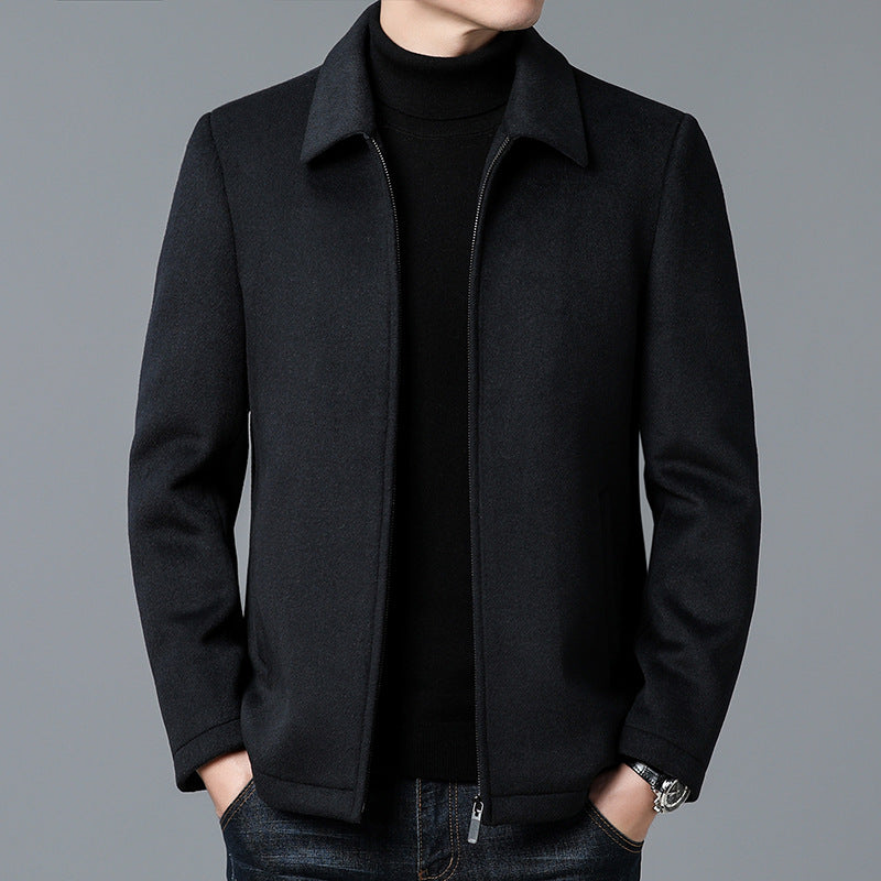 Chaqueta para hombre con cuello stand-up y cierre de cremallera, ajuste entallado