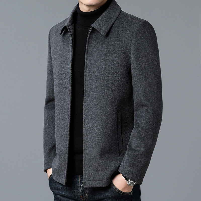 Chaqueta para hombre con cuello stand-up y cierre de cremallera, ajuste entallado