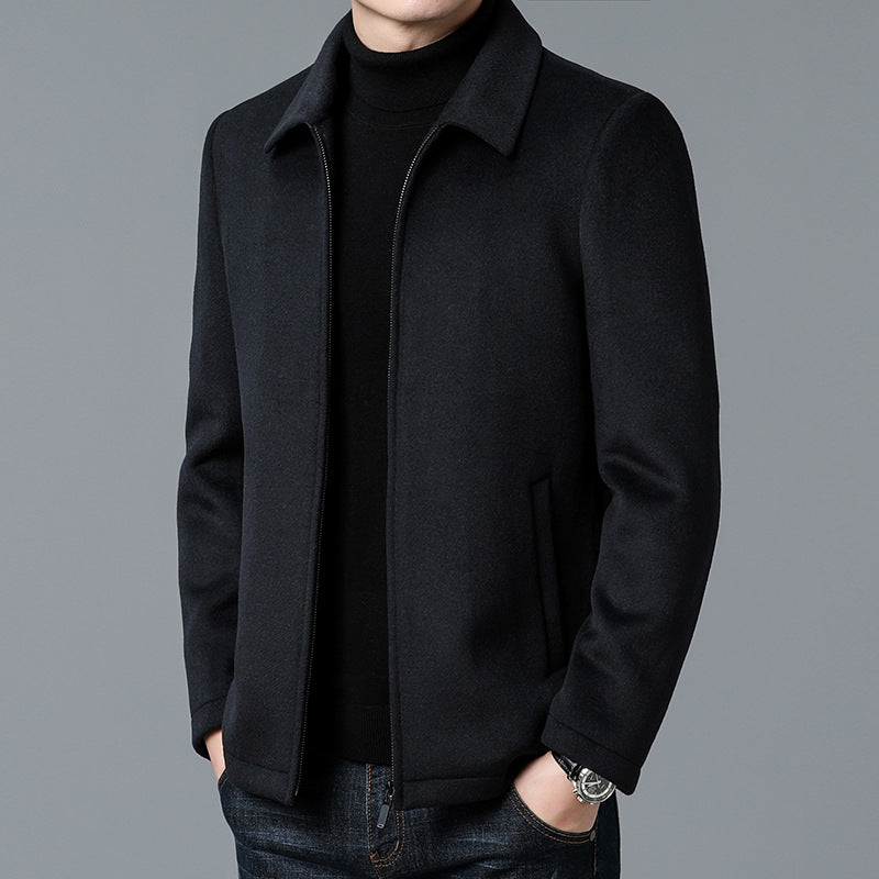 Chaqueta para hombre con cuello stand-up y cierre de cremallera, ajuste entallado