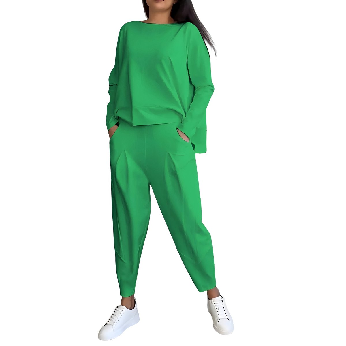 Conjunto de mujer con top de manga larga y pantalón ajustado