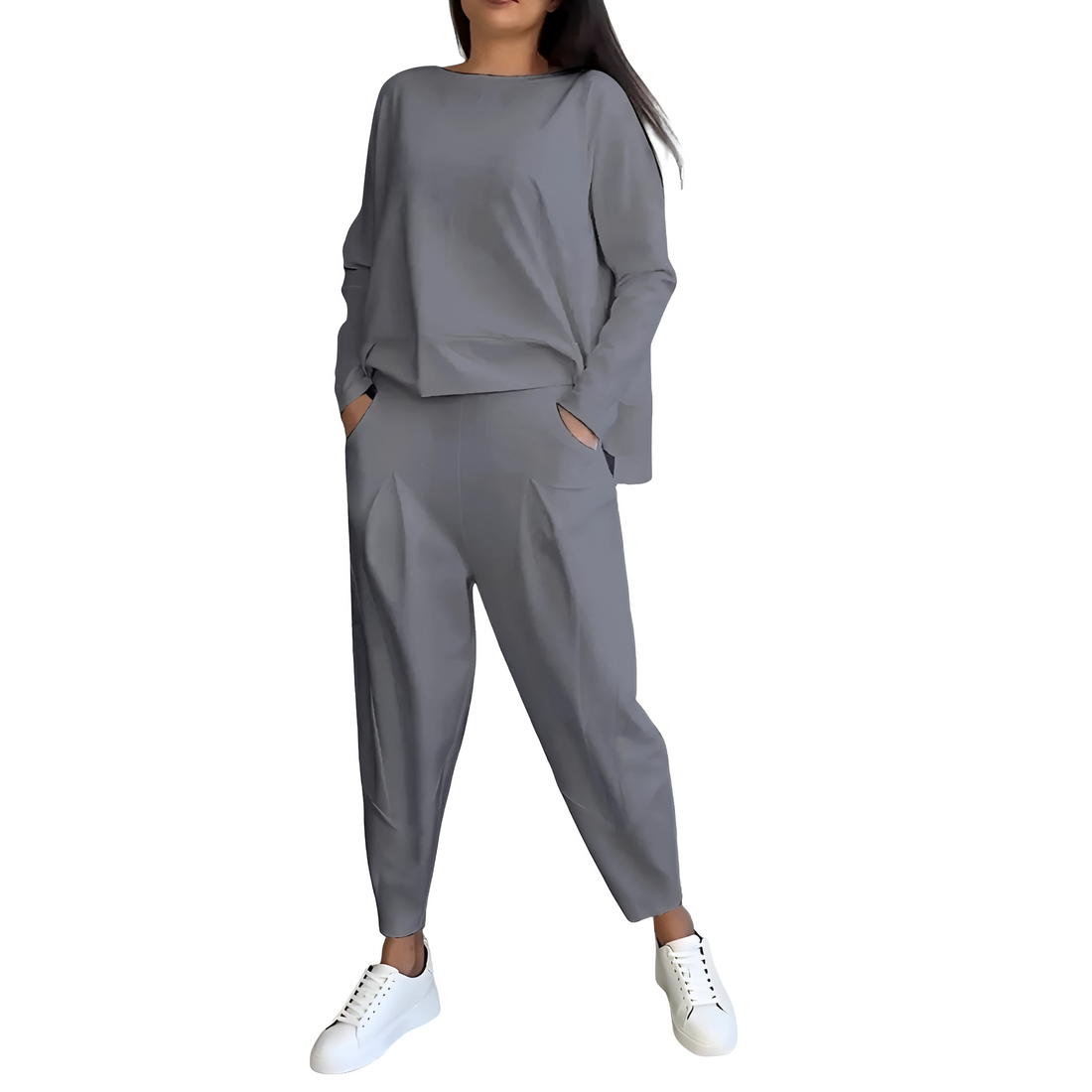 Conjunto de mujer con top de manga larga y pantalón ajustado