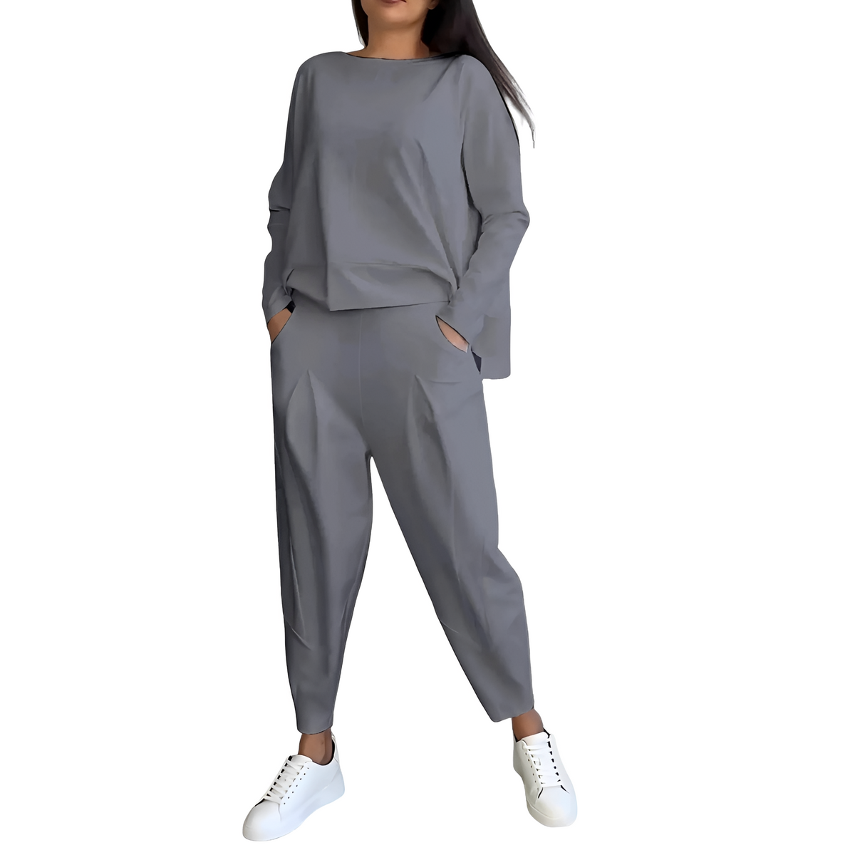 Conjunto de mujer con top de manga larga y pantalón ajustado