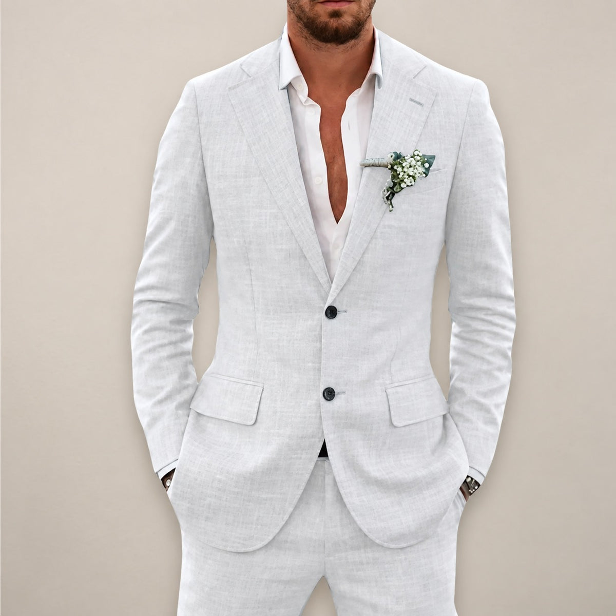 Conjunto de traje de dos piezas para hombre saco cruzado con pantalones corte ajustado