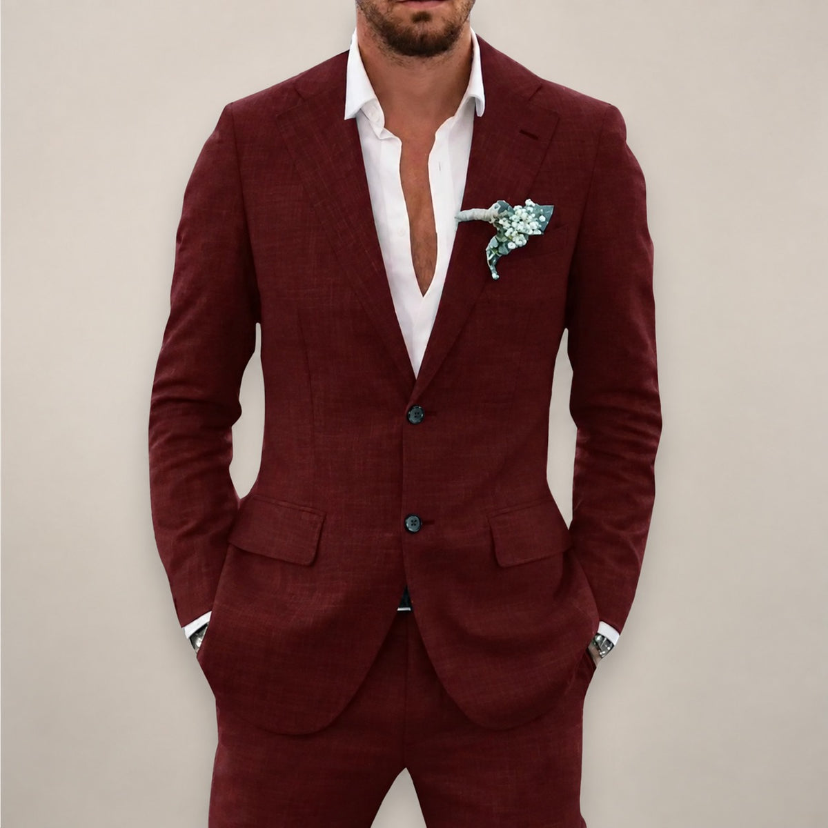 Conjunto de traje de dos piezas para hombre saco cruzado con pantalones corte ajustado