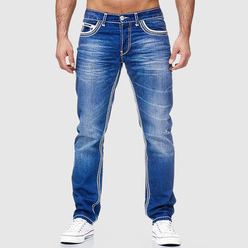 Jeans de corte clásico para hombre de corte recto y cinco bolsillos
