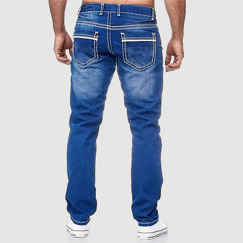 Jeans de corte clásico para hombre de corte recto y cinco bolsillos