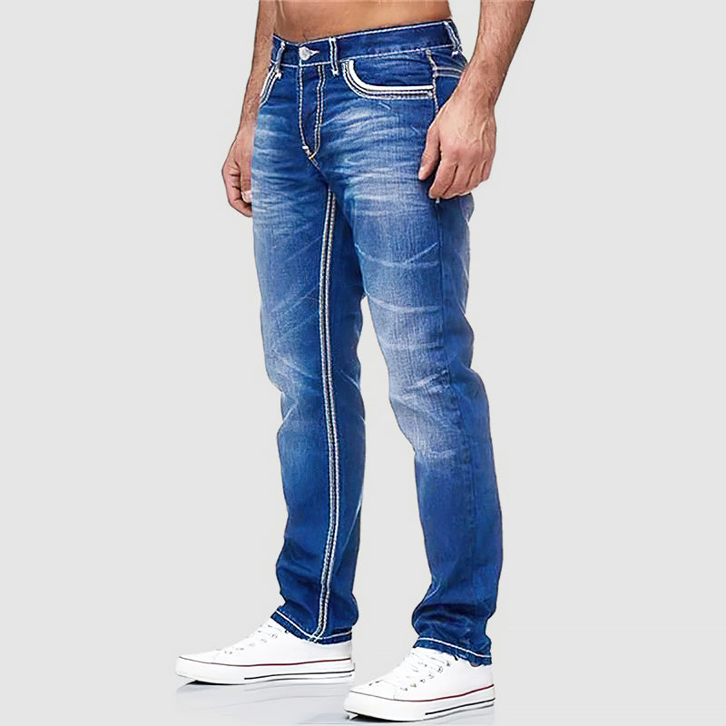 Jeans de corte clásico para hombre de corte recto y cinco bolsillos