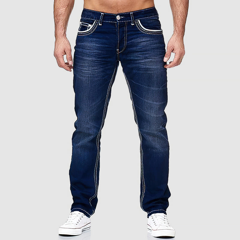 Jeans de corte clásico para hombre de corte recto y cinco bolsillos