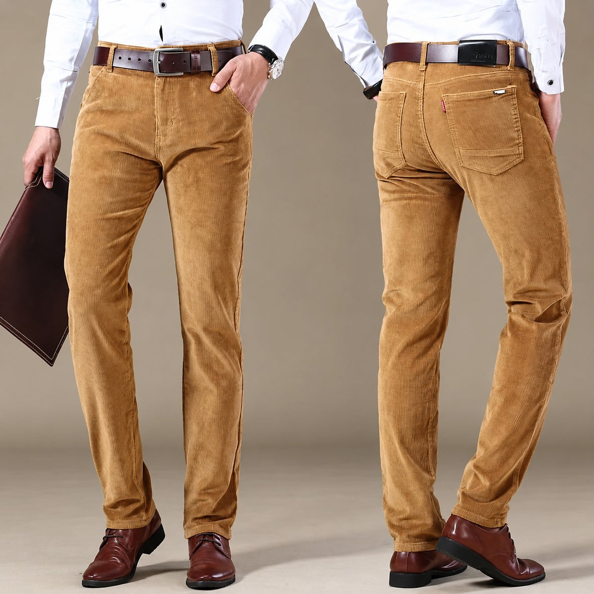 Pantalones casuales para hombre con corte recto y cinco bolsillos de estilo moderno