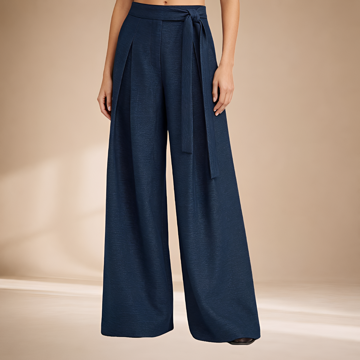Pantalones de pierna ancha para mujer con diseño asimétrico y cintura alta