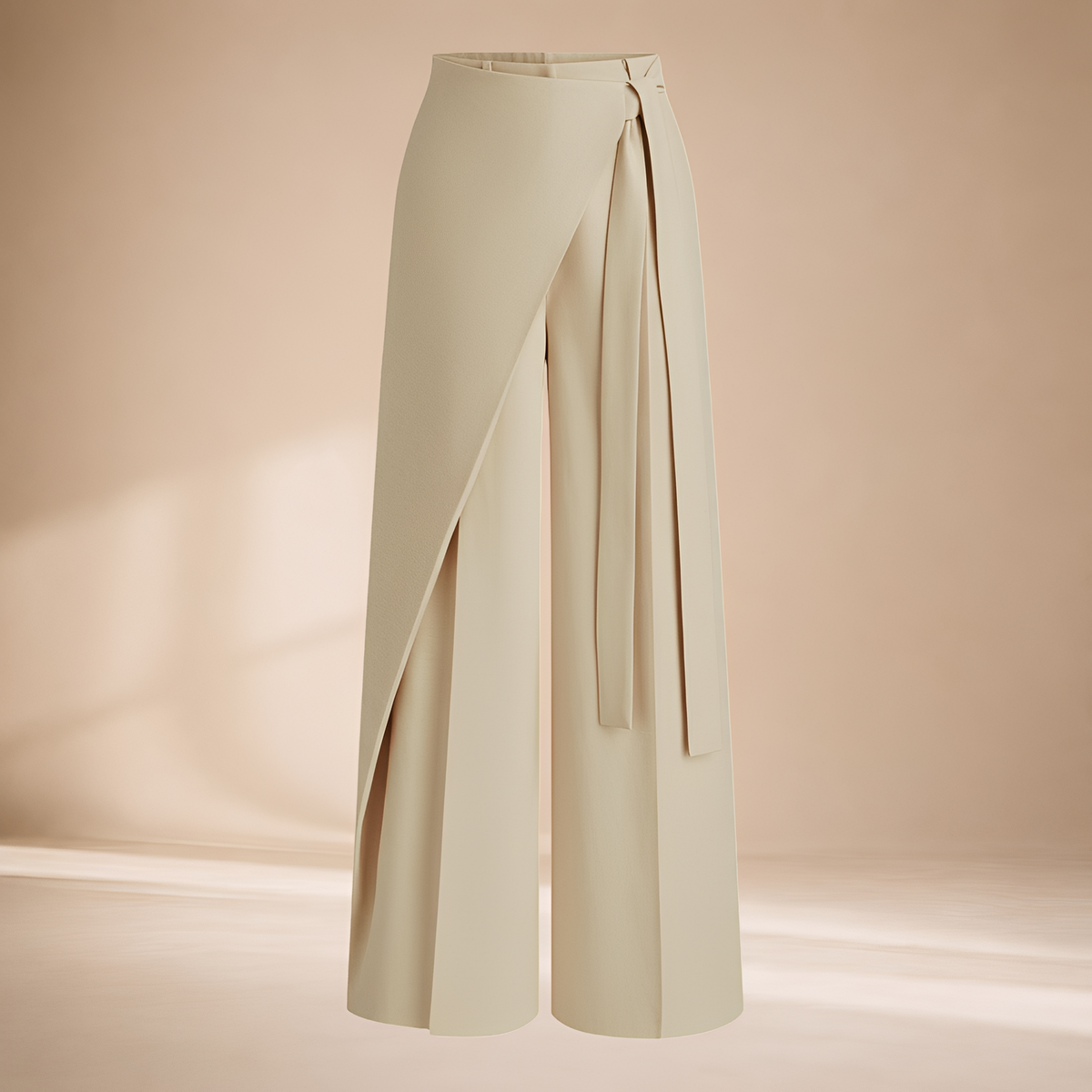 Pantalones de pierna ancha para mujer con diseño asimétrico y cintura alta