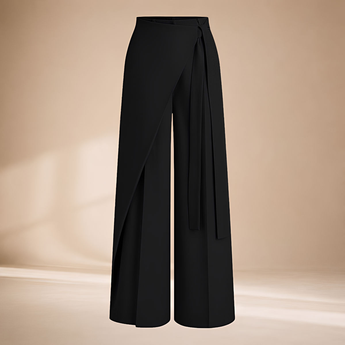 Pantalones de pierna ancha para mujer con diseño asimétrico y cintura alta