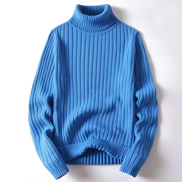 Suéter de cuello alto para hombre de corte regular con diseño acanalado