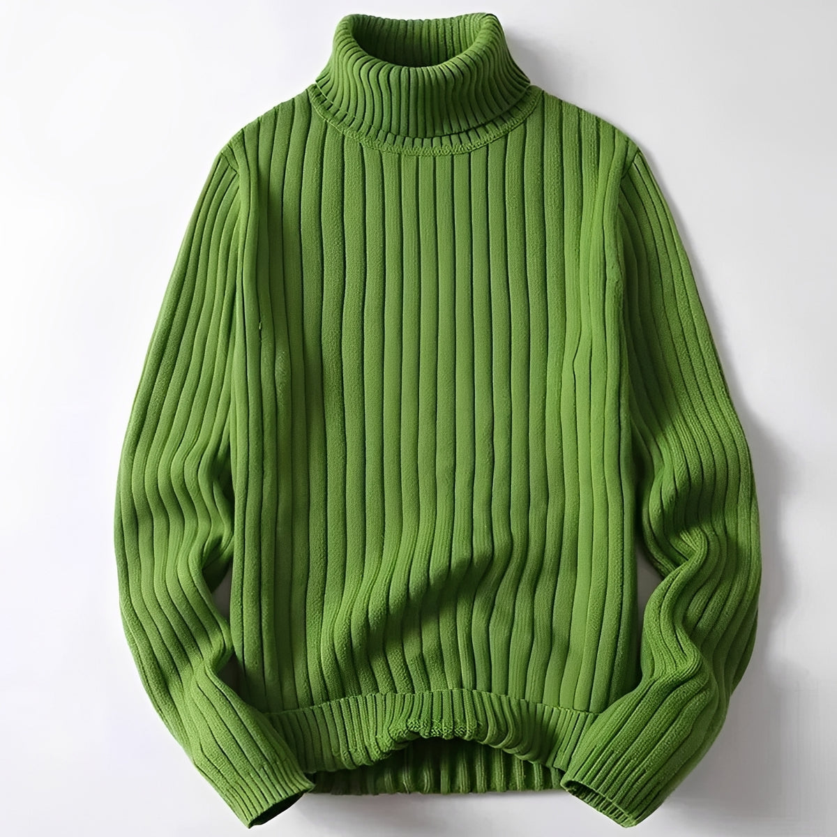 Suéter de cuello alto para hombre de corte regular con diseño acanalado