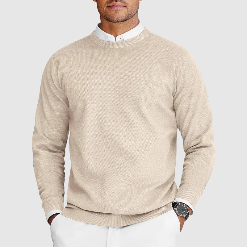 Suéter de hombre de cuello redondo con diseño texturizado y corte clásico