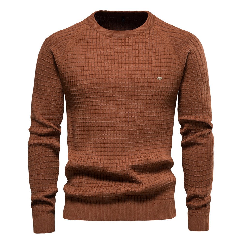 Suéter para hombre de cuello redondo texturizado de corte regular