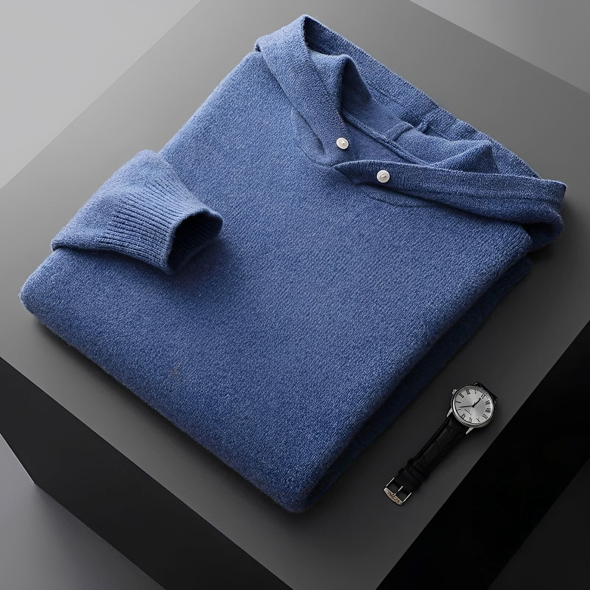Sudadera con capucha para hombre con botones y cuello contrastado corte regular