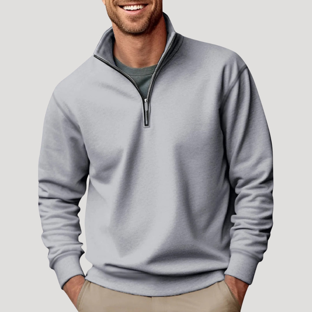 Sudadera de media cremallera para hombre con puños acanalados y ajuste relajado