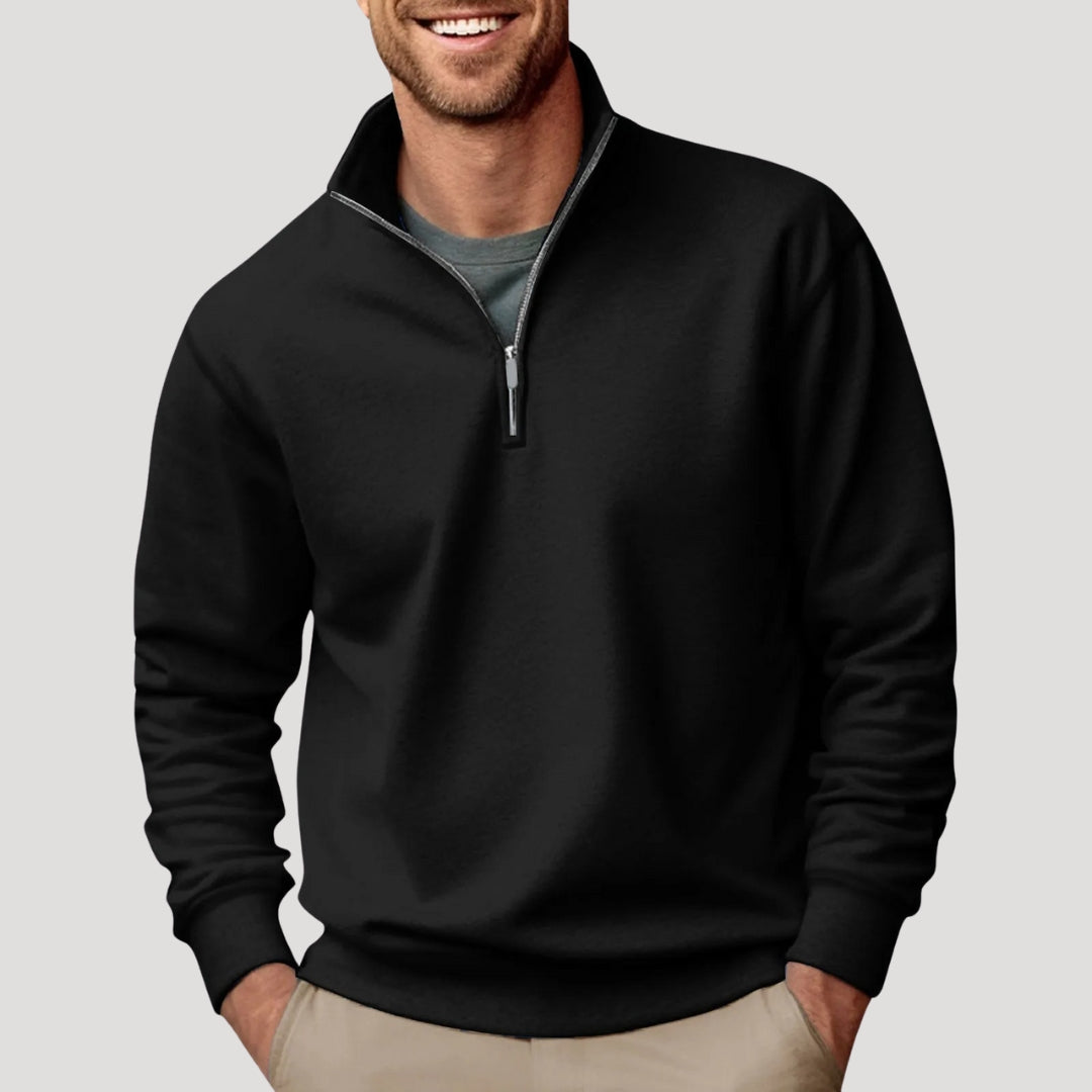 Sudadera de media cremallera para hombre con puños acanalados y ajuste relajado