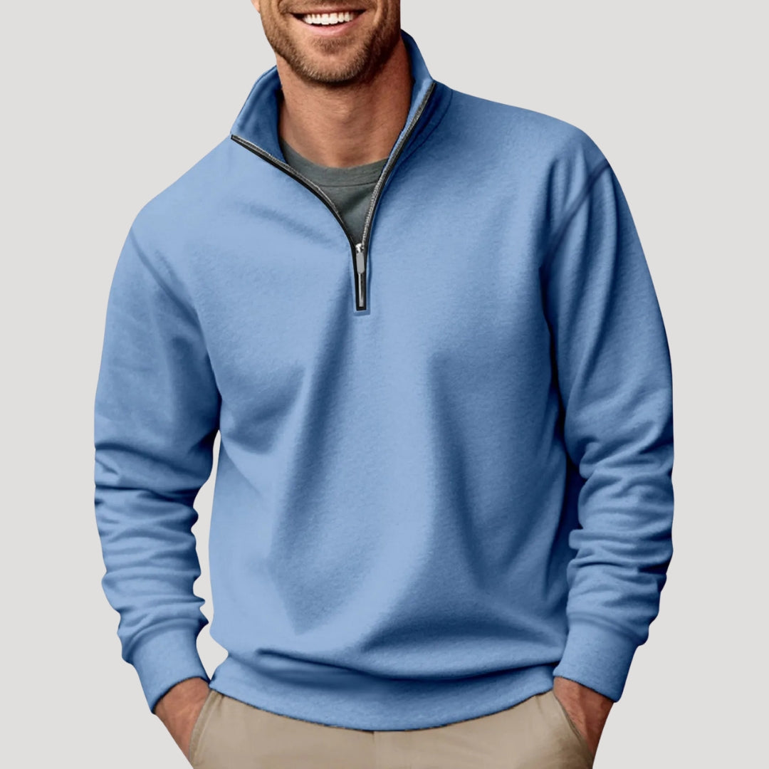 Sudadera de media cremallera para hombre con puños acanalados y ajuste relajado