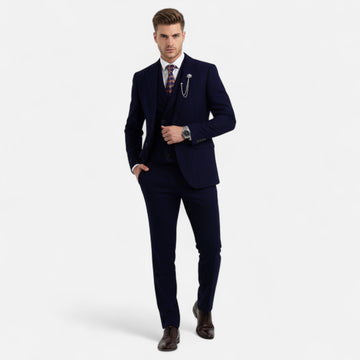 Traje de tres piezas para hombre con diseño de espiga y corte ajustado