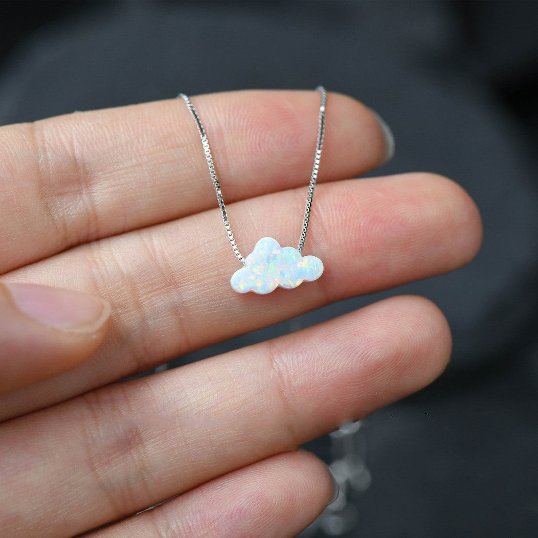 Collar de ópalo nube - Collar con colgante en forma de nube