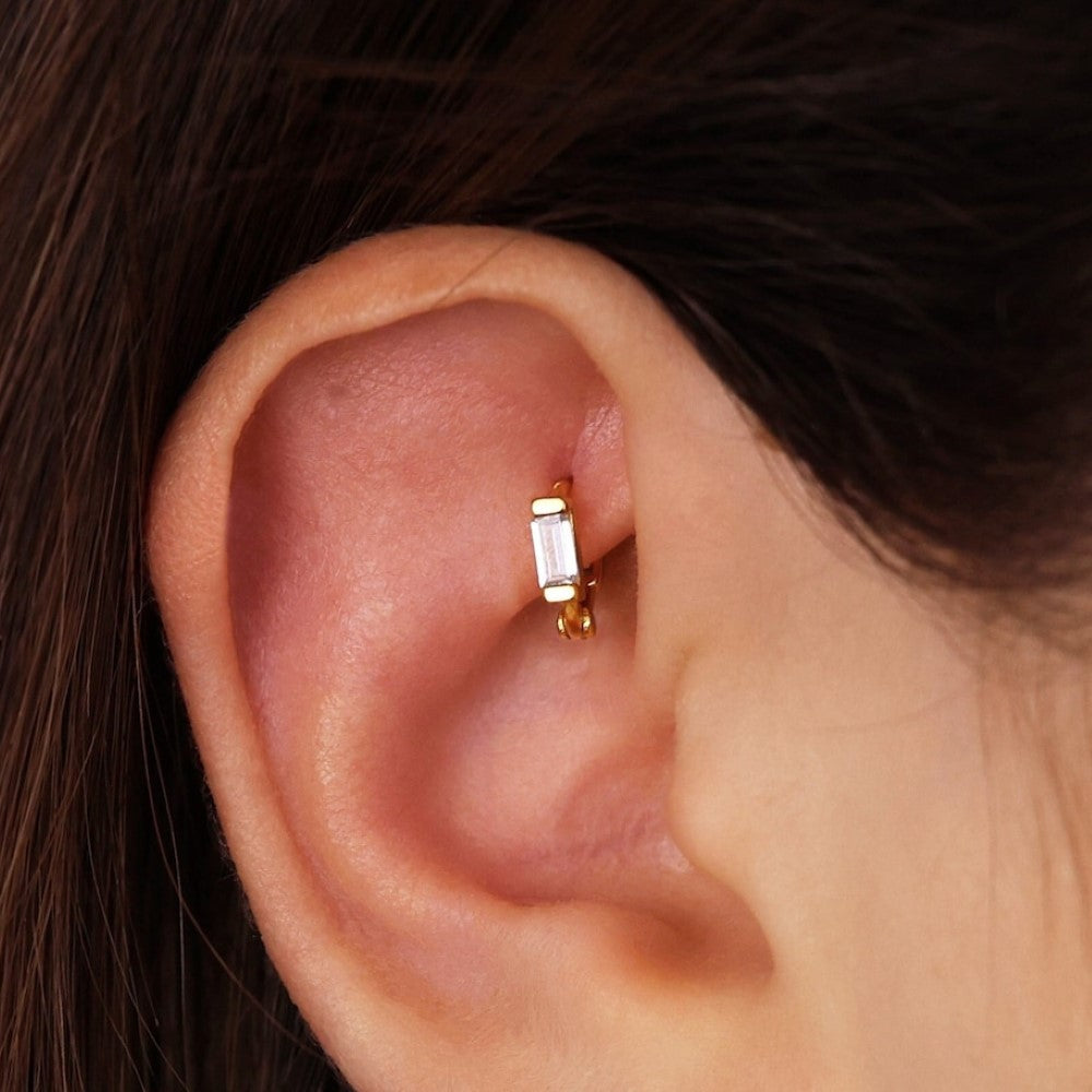 Aretes de Diamante - Pendientes de Cartílago Baguette