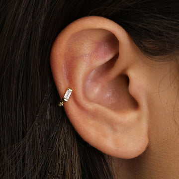 Aretes de Diamante - Pendientes de Cartílago Baguette